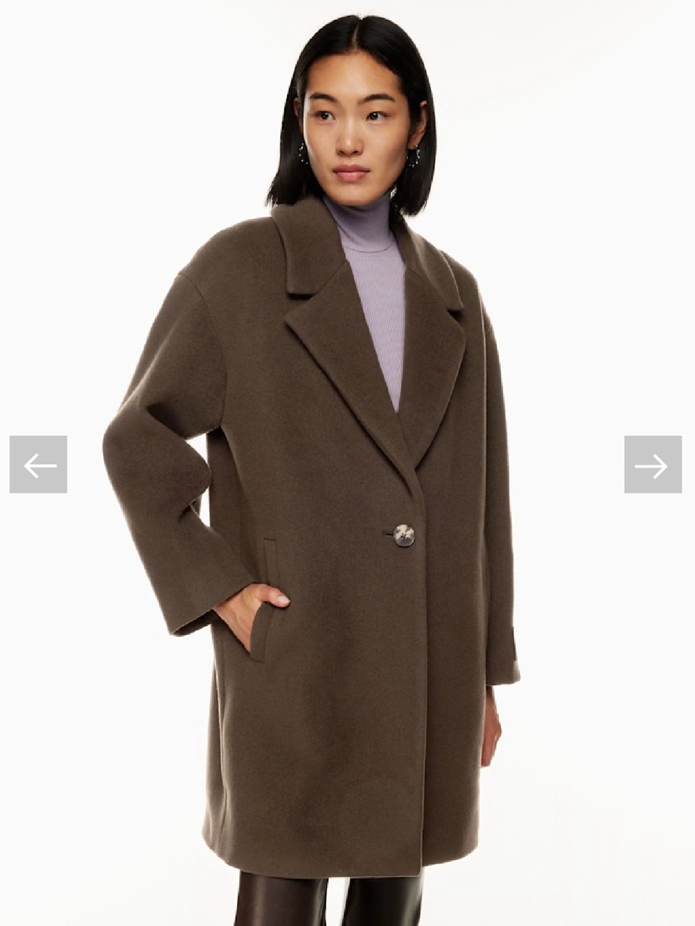 Aritzia Wilfred The Only Mid Coat Wool Jacket in Burnt Cedar Brown Size XXS